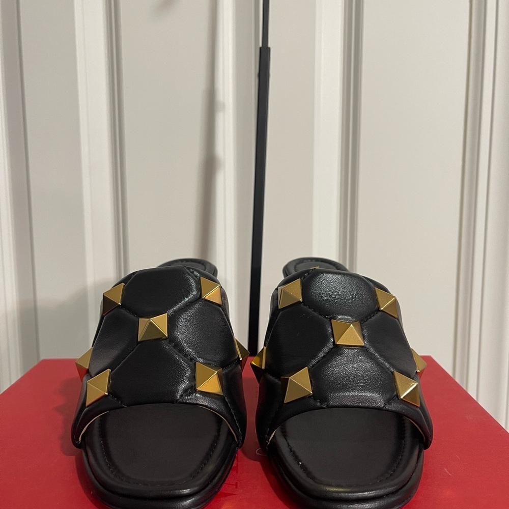 Valentino Mule - Stud Black Quilted Leather - Picture 2 of 8